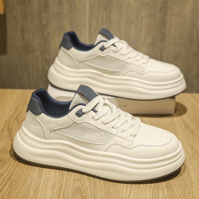 男鞋新款夏季透气网面薄款休闲百搭运动鞋男款时尚厚底板鞋男