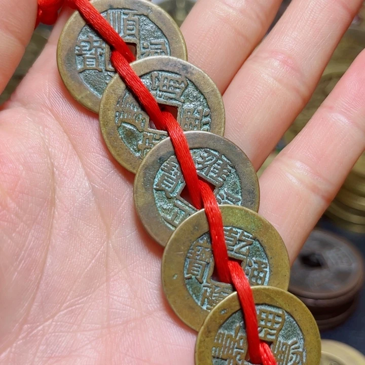 铜现代工艺绿锈清五帝一套