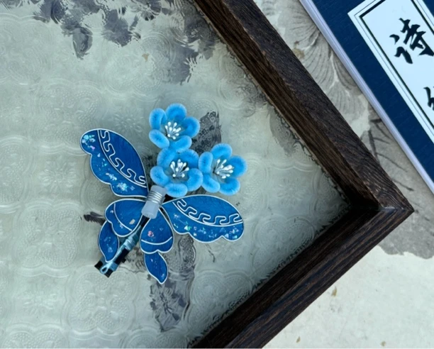 清旖 原创手作 非遗掐丝绒花发夹 古风汉服旗袍发饰