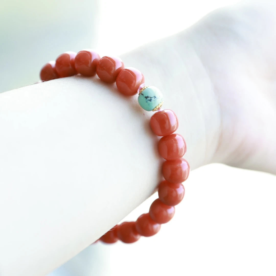 瑶颜·18k金南红圆珠手串Hg