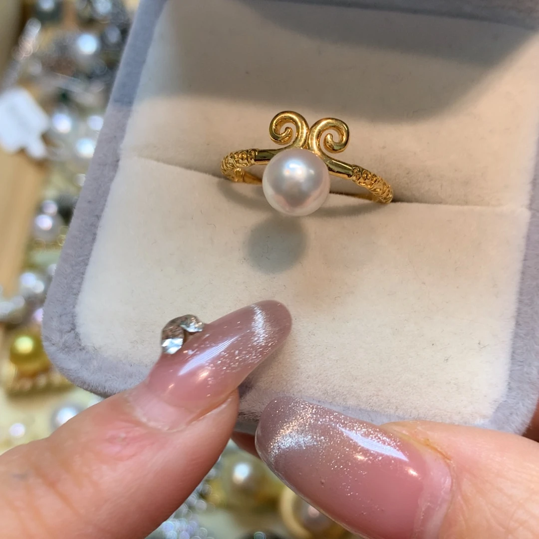 海水珍珠戒指银S925镶嵌