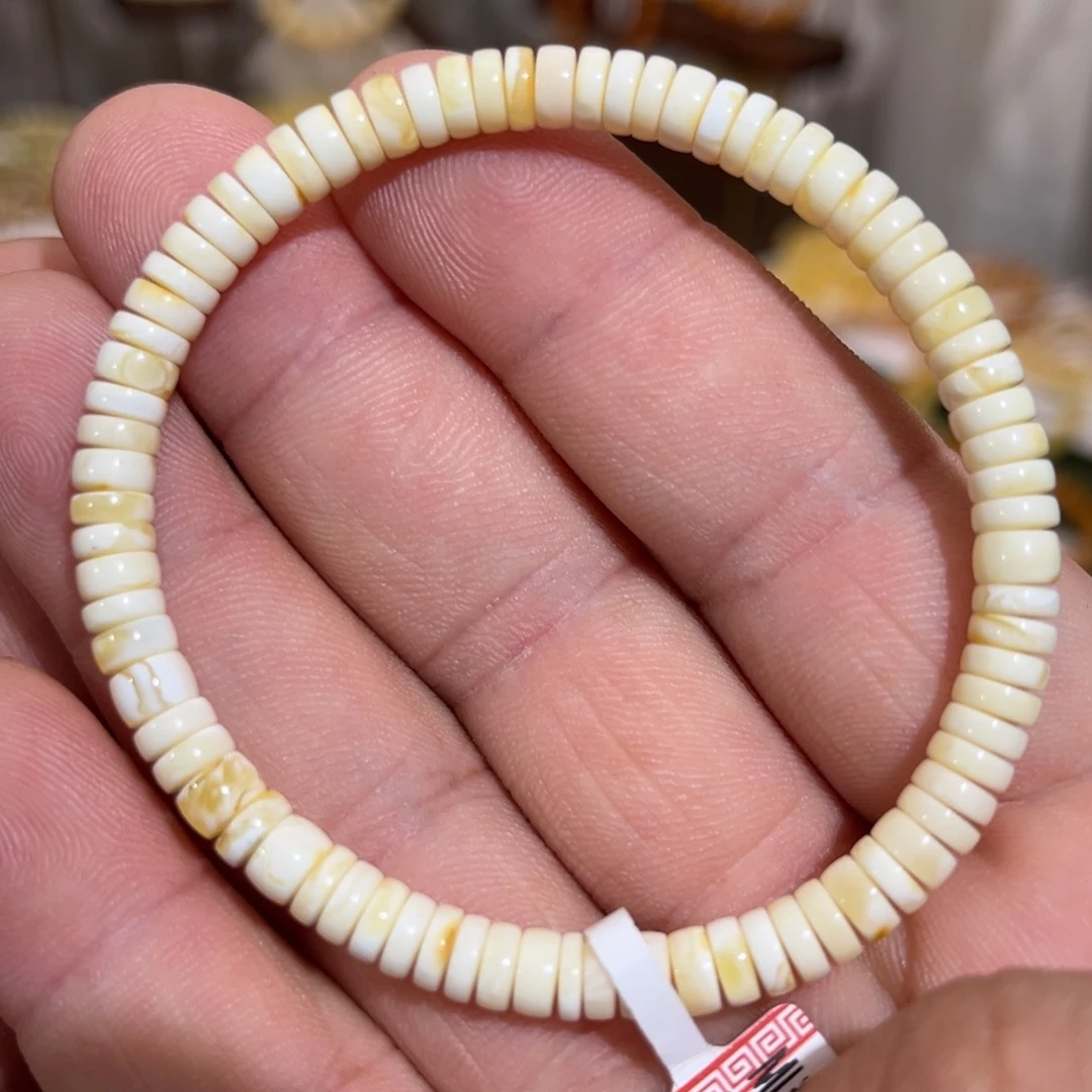 琥珀未镶嵌手链微瑕白蜡溶洞妖花精切隔片5.5mm