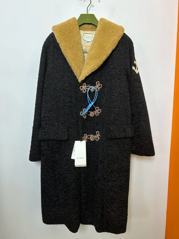 99新 GUCCI/古驰 古驰gucci黑色羊毛大衣99新