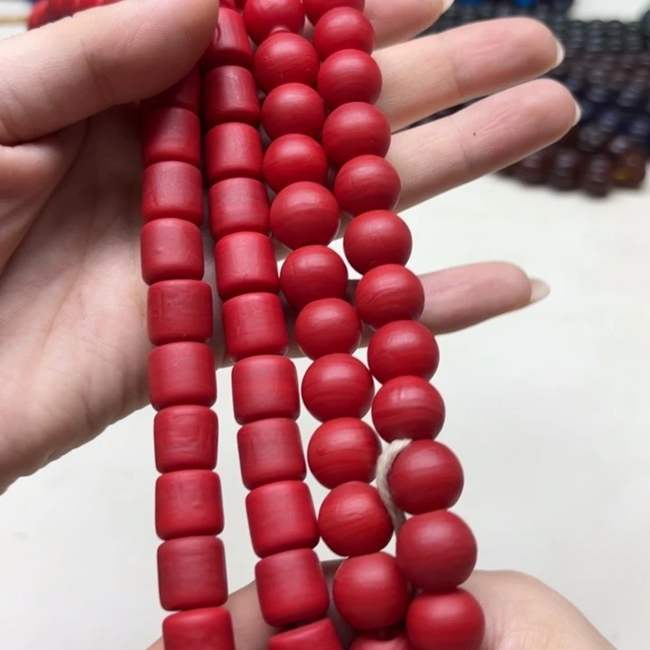 玻璃颈饰琉璃琉璃红色雪巴珠