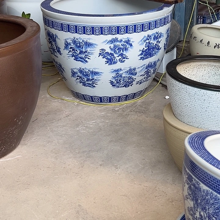 杭***司景德镇陶瓷鱼缸艺术直径1米