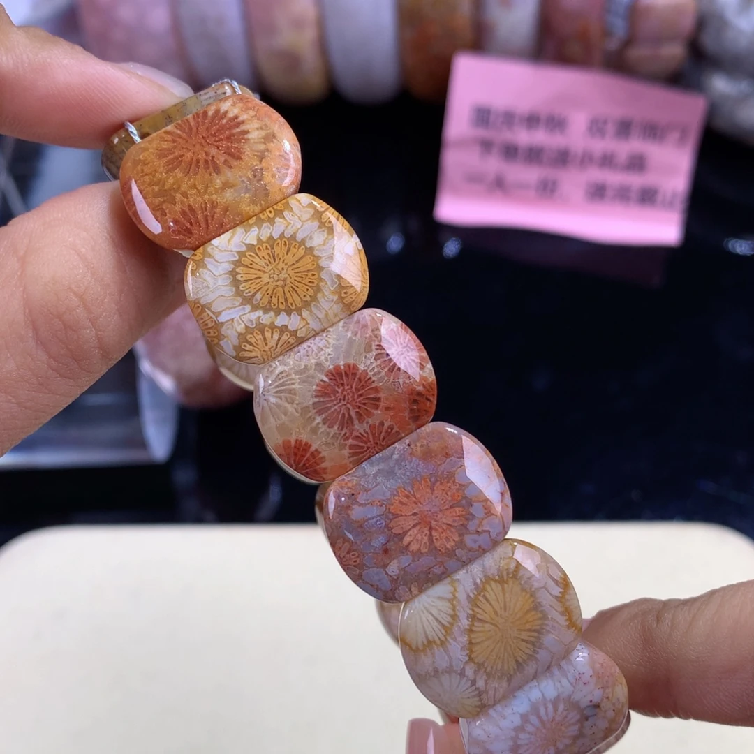 硅化珊瑚（珊瑚玉）未镶嵌吊坠(赠链)37号精美多宝手排