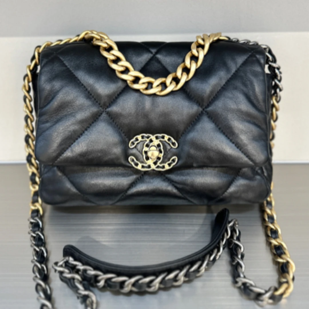 95新 Chanel/香奈儿 黑色19bag单肩链条包/C1-9
