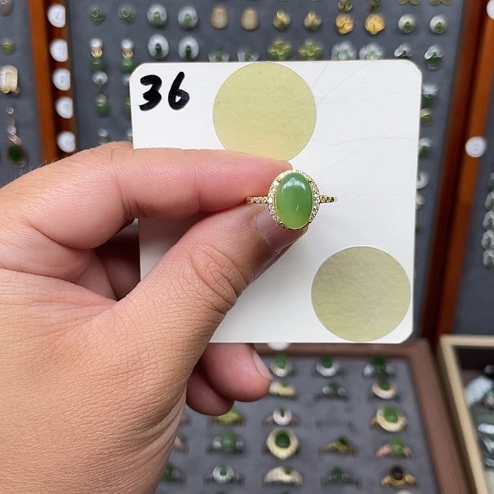 和田玉（碧玉）戒指银S925镶嵌和田玉36