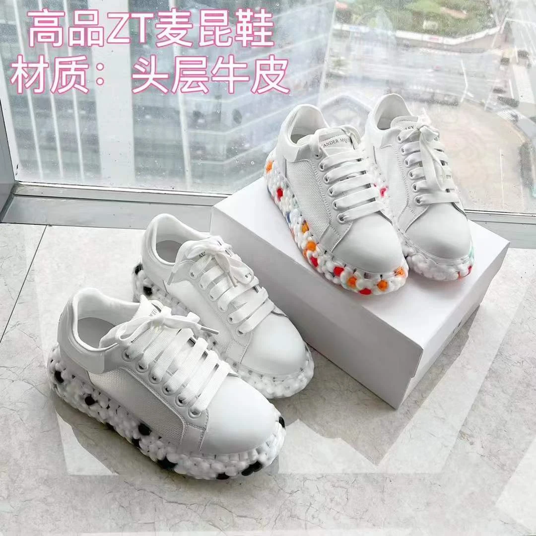 新品SX06头层牛皮昆昆时尚百搭真皮春季潮流潮鞋厚底白鞋