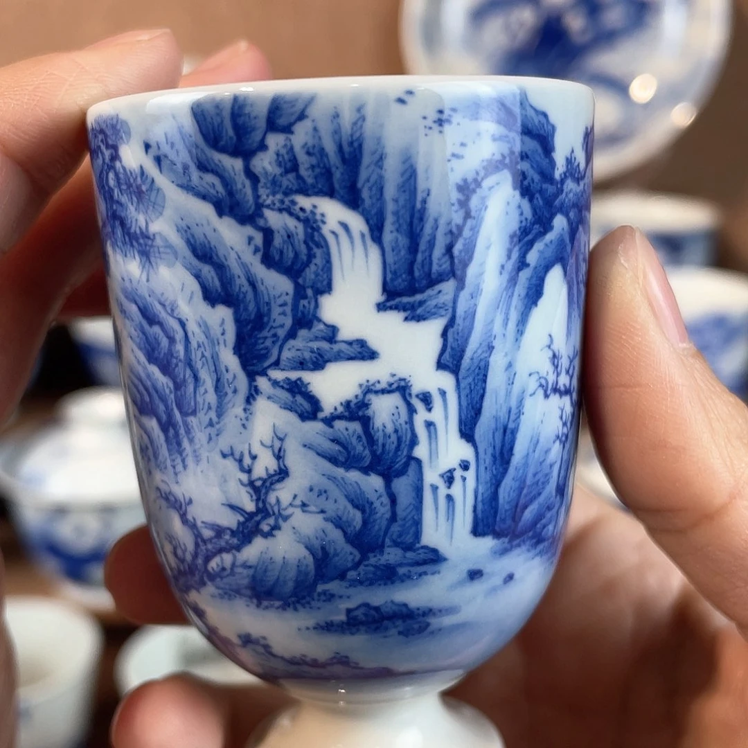 泥藝瓷梦山水高脚杯