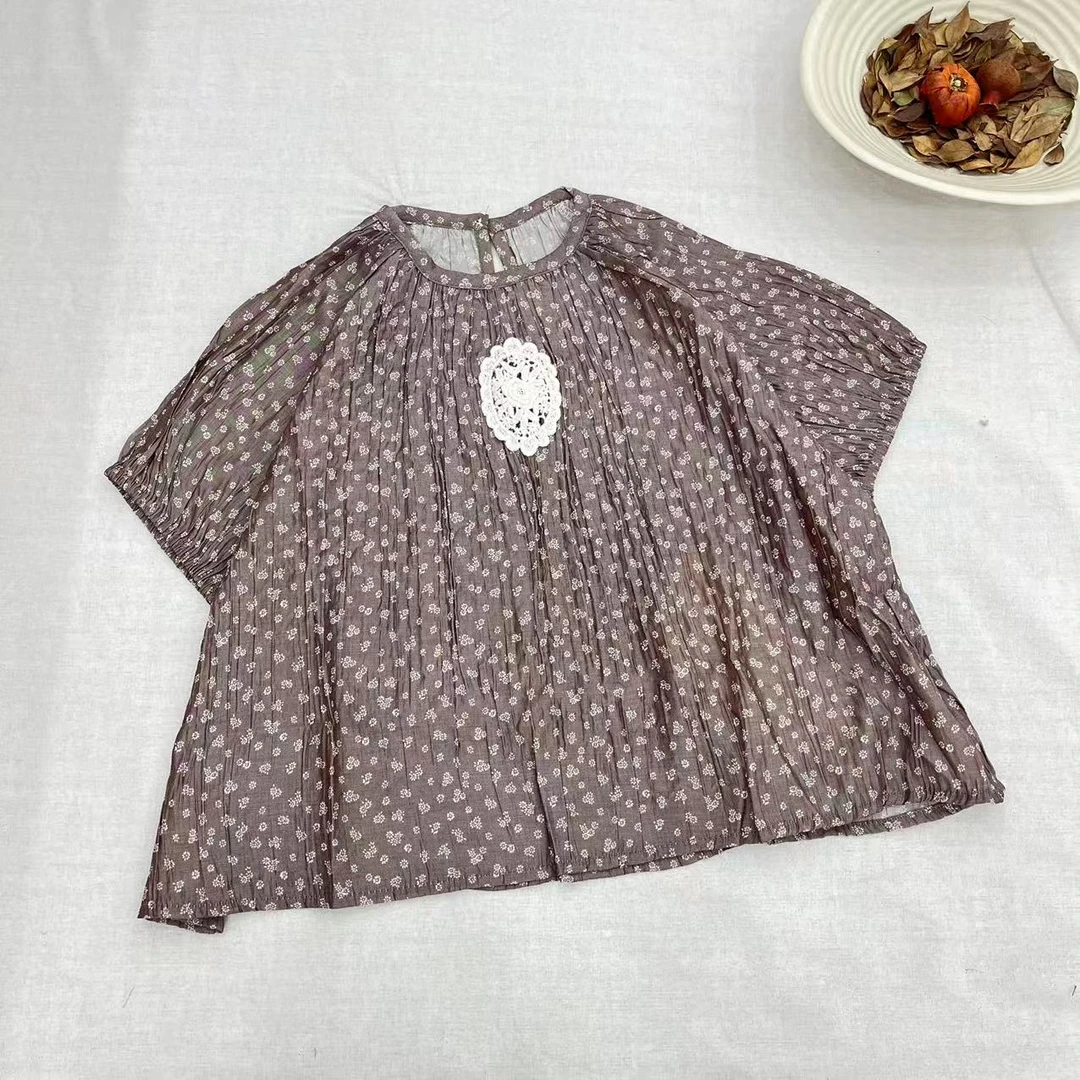 〖姐姐家〗2025夏款儿童萌娃穿搭碎花短袖衬衫 bt338