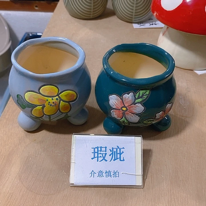 摆件多肉瑕疵盆有孔。