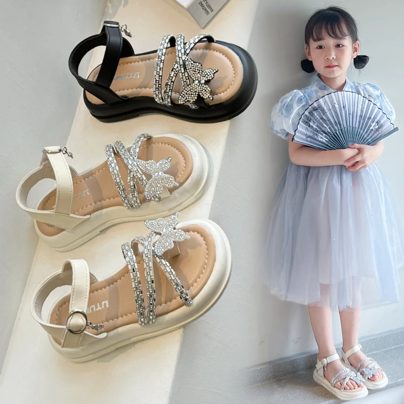 2025年夏季新款女童夏季新款蝴蝶公主鞋软底防滑凉拖凉鞋宝宝儿童