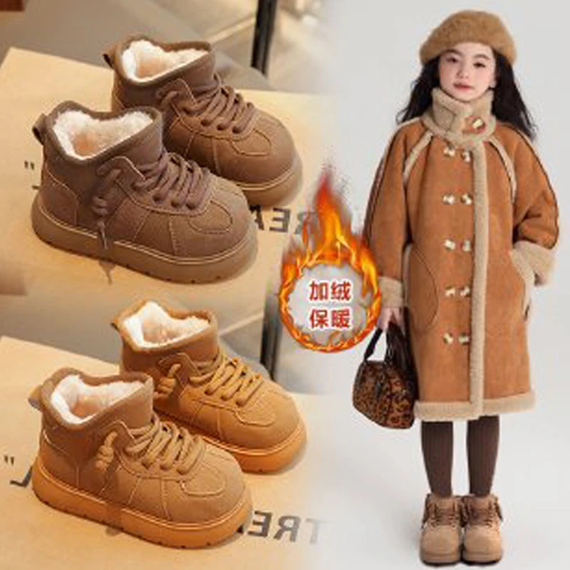 女童棉鞋2025冬季新款卡皮巴拉儿童雪地靴加绒加厚棉靴大头面包鞋