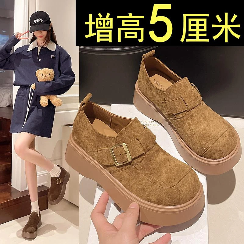 厚底勃肯鞋女2025年新款春秋一脚蹬女鞋复古乐福鞋增高博肯鞋单鞋