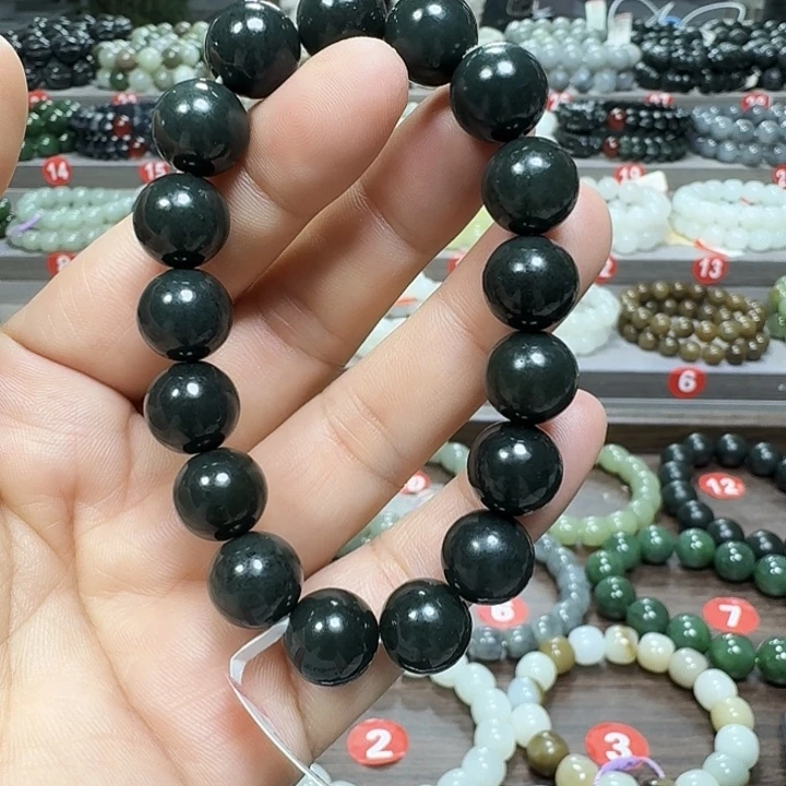 未镶嵌手链和田玉新疆黑青卡12