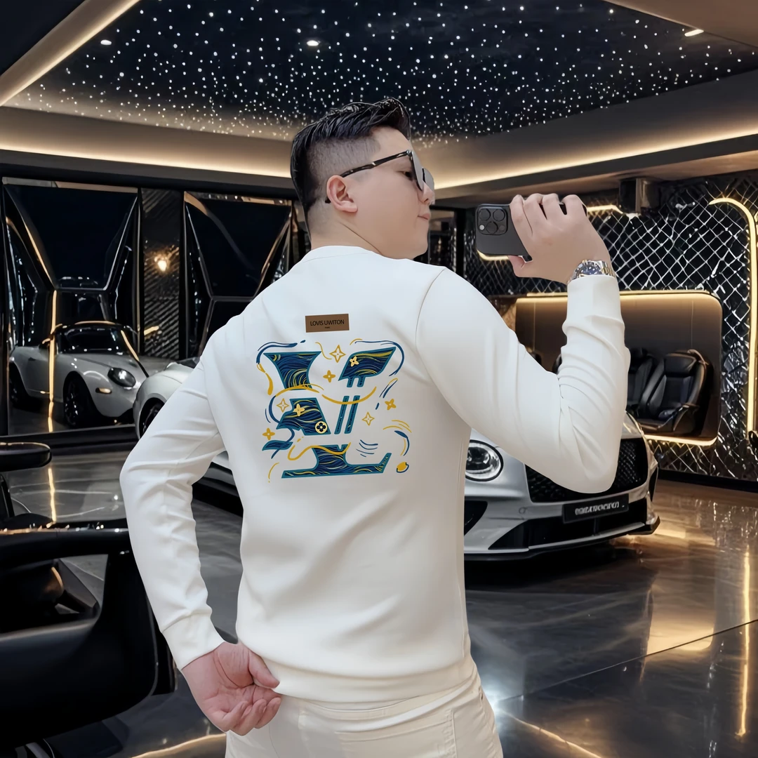 男士打底衫2025秋冬新款欧货时尚字母印花修身帅气网红圆领卫衣潮