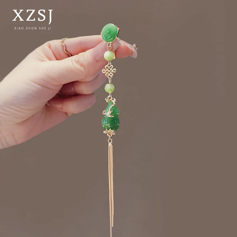 铜合金胸针 新中式福禄双全旗袍压襟挂件女士胸针流苏马面裙配饰