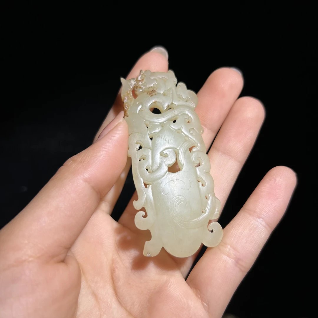 玲珑古玉收藏龙凤鸡心佩