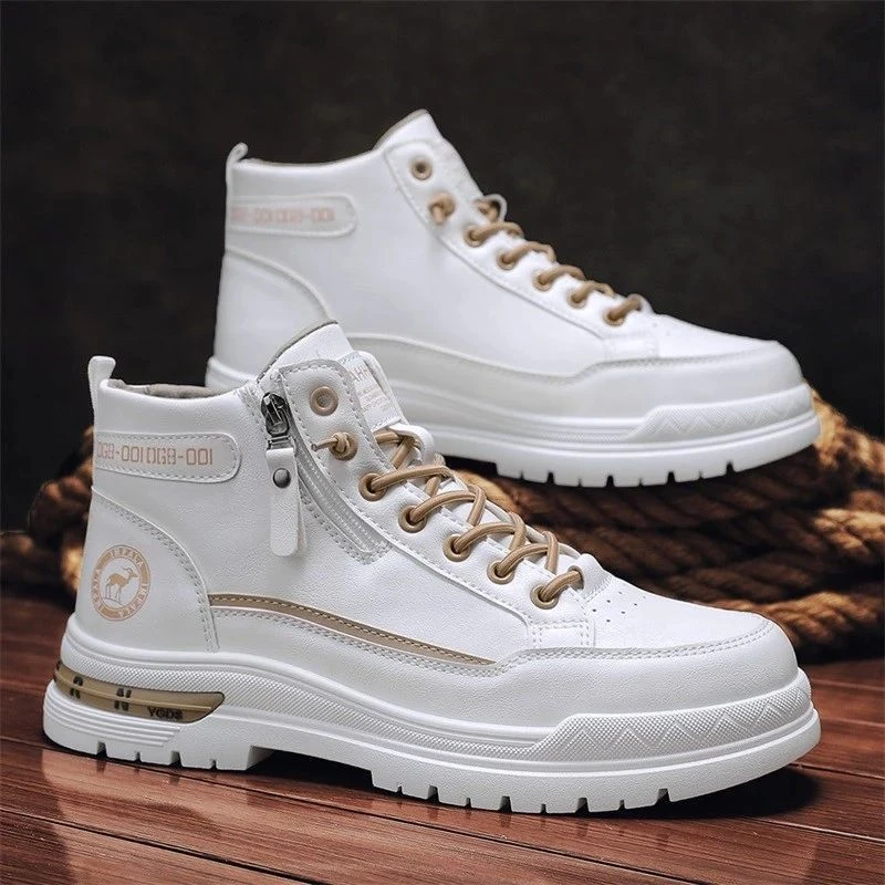 【单棉可选】男鞋2025秋冬新款皮面增高休闲潮鞋防滑耐磨登山马丁靴