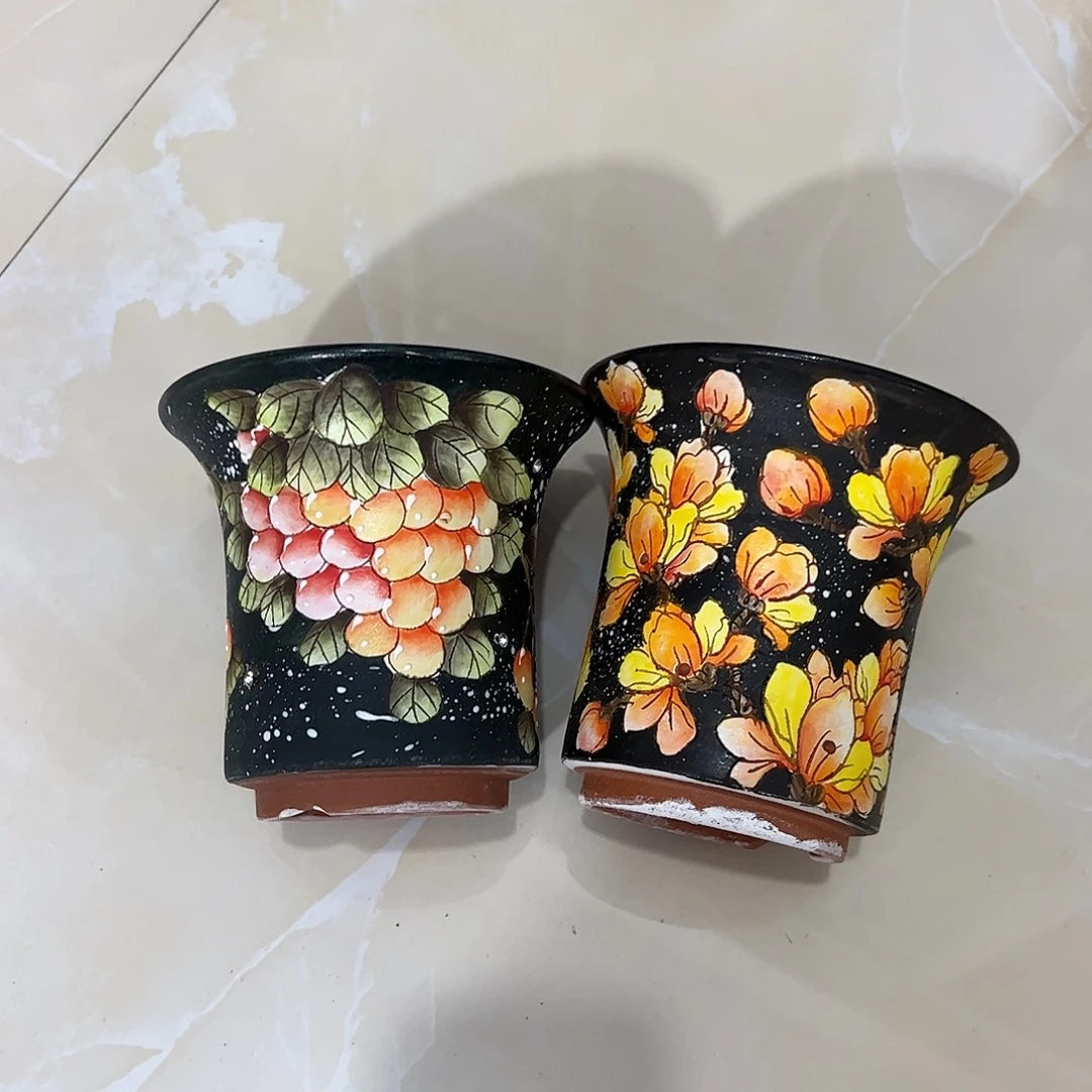 鲸***落景德镇炫彩手绘景德镇陶瓷花盆
