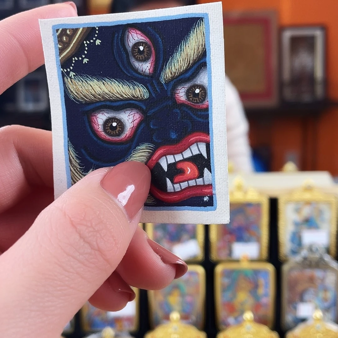 吊坠纽瓦力纯手绘大黑天面