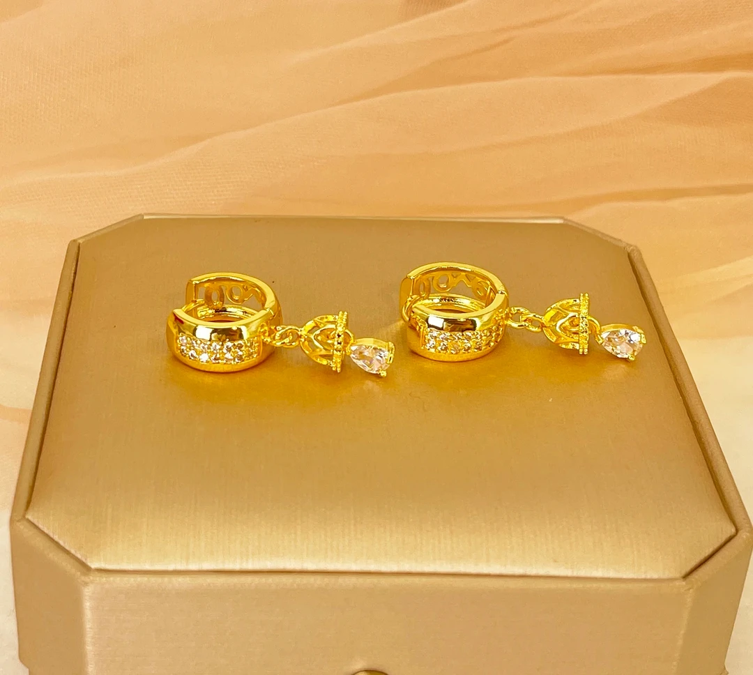 铜合金耳饰  镀k金 圆形风铃耳环