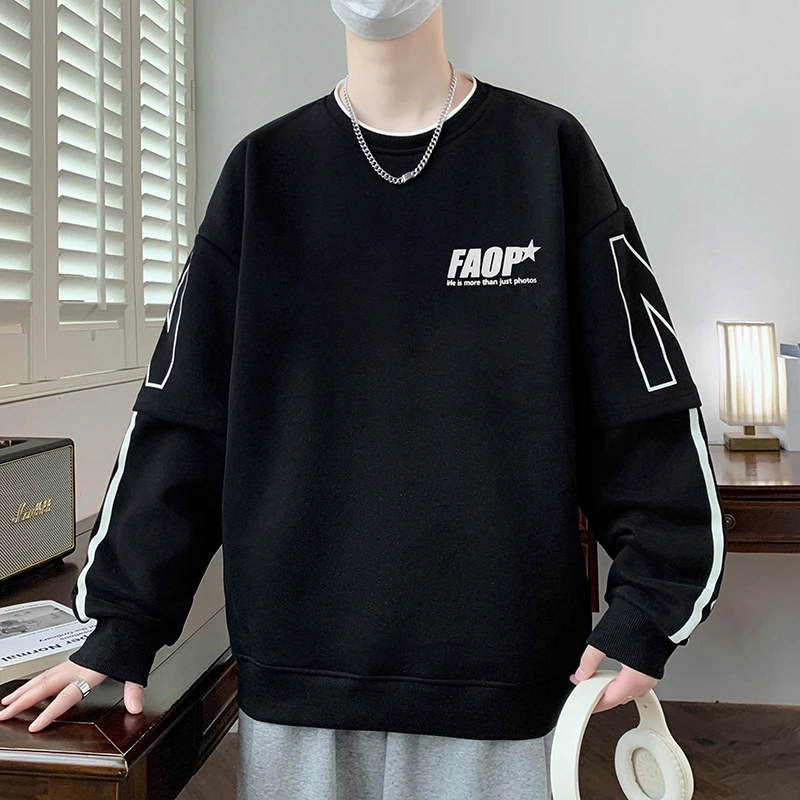 春秋季2025新款卫衣男孩青少年学生帅气长袖t恤大童打底衫上衣服