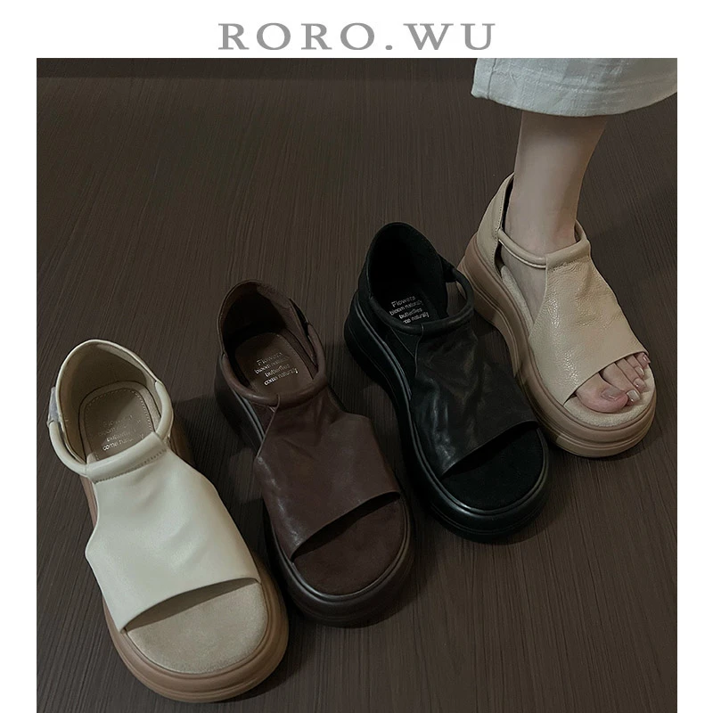 娆娆吴·夏季小个子增高厚底露趾简约日常百搭凉鞋T298
