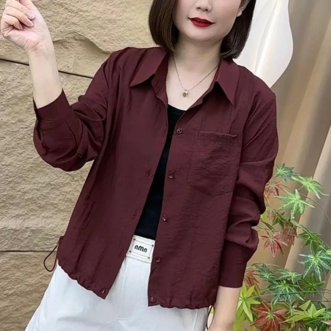 早秋新款时尚洋气长袖百搭宽松显瘦纯色休闲外套上衣短款舒适