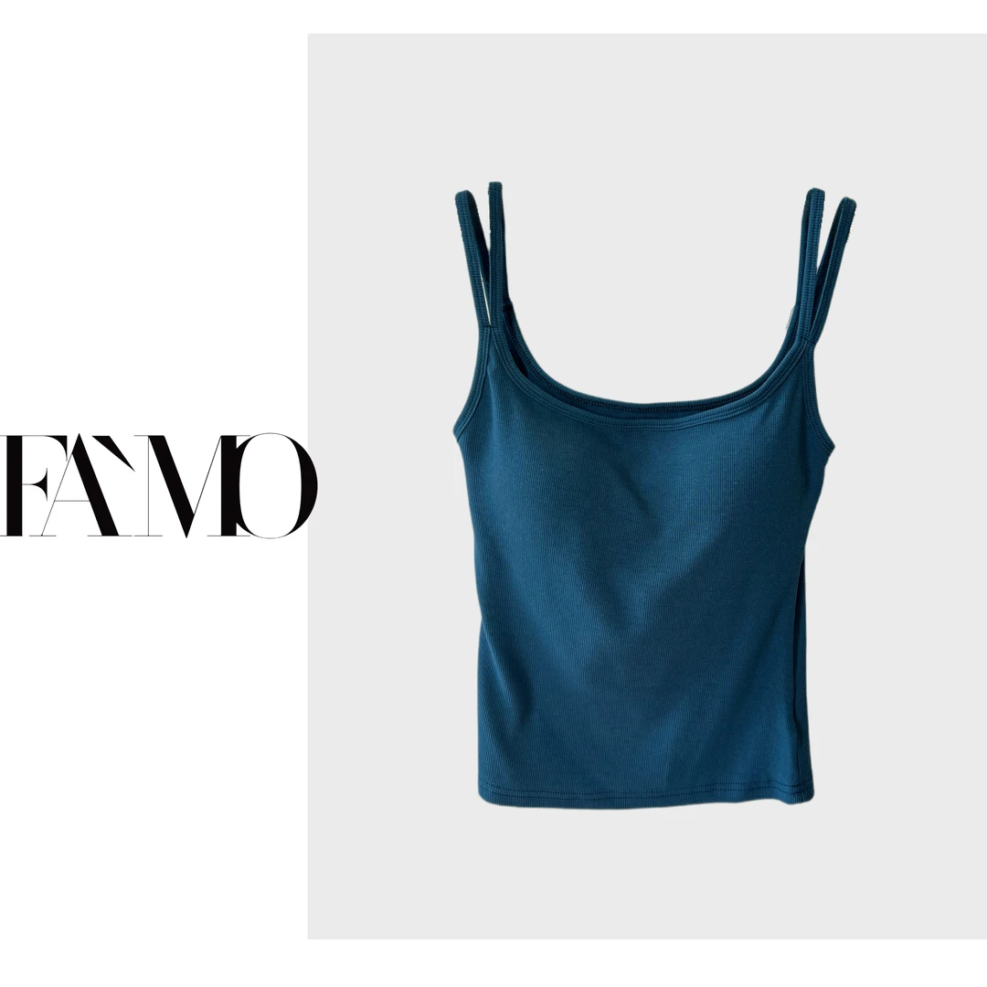 FAMO女装 2025夏季时尚双肩带背心吊带胸垫美背打底