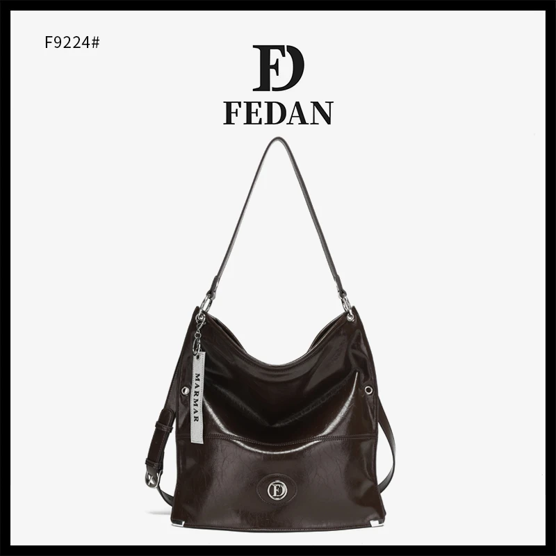 【万姐高定】新款时尚百搭小众气质高级定制轻奢手提包F9224咖啡