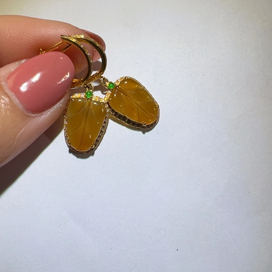 翡翠颈饰18K金镶嵌耳环