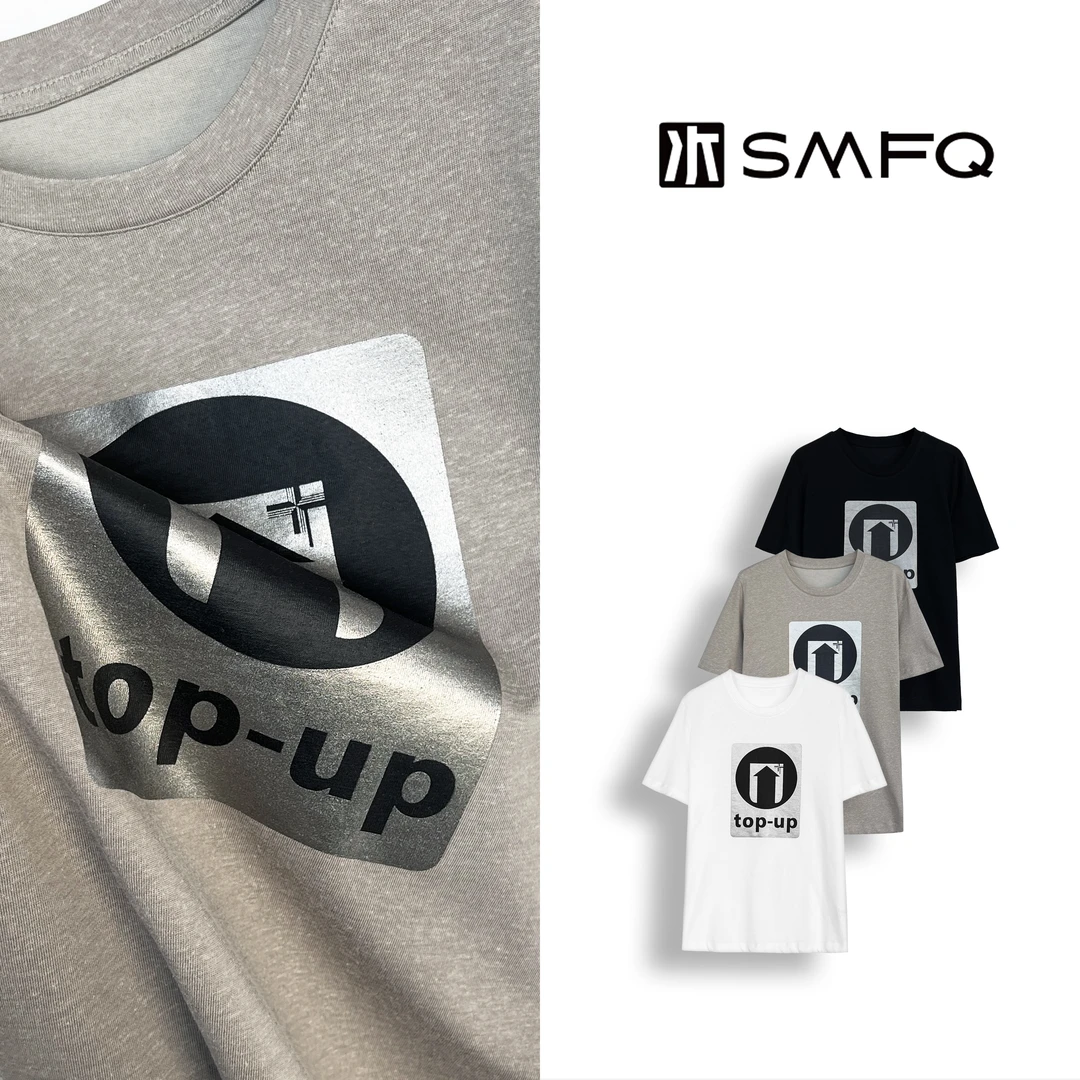 水木夫妻"TOP UP"莱赛尔亚麻字母印花休闲百搭短袖SMGD001