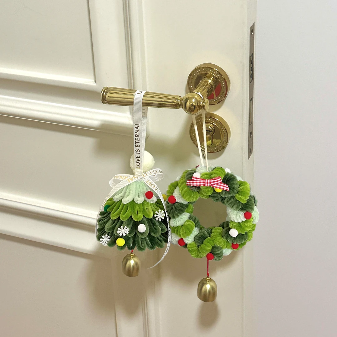 圣诞节装饰扭扭棒圣诞树花环挂件diy材料包圣诞节礼物车挂门挂