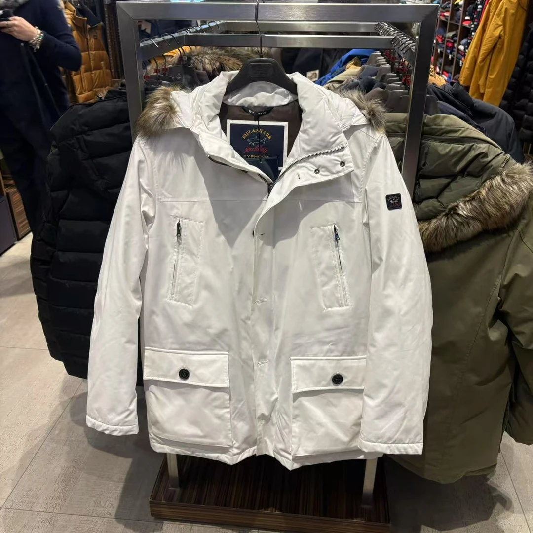 福福意大利 不退换 保鲨 男款雪白色厚款外套