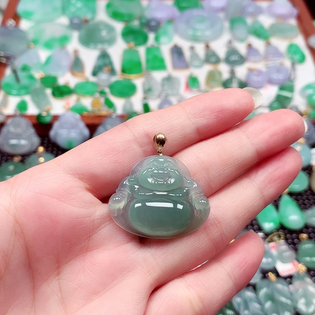 瞿***幺翡翠18K金镶嵌吊坠(不含链)