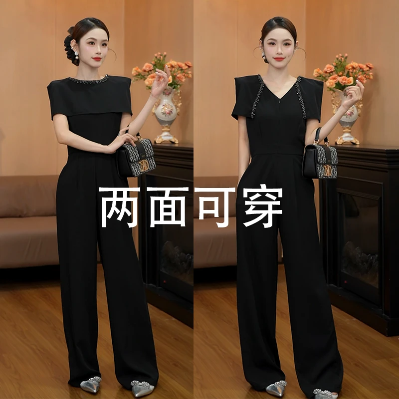 3895【两面可穿】气质高街女神范连体裤V领收腰显瘦连体裤