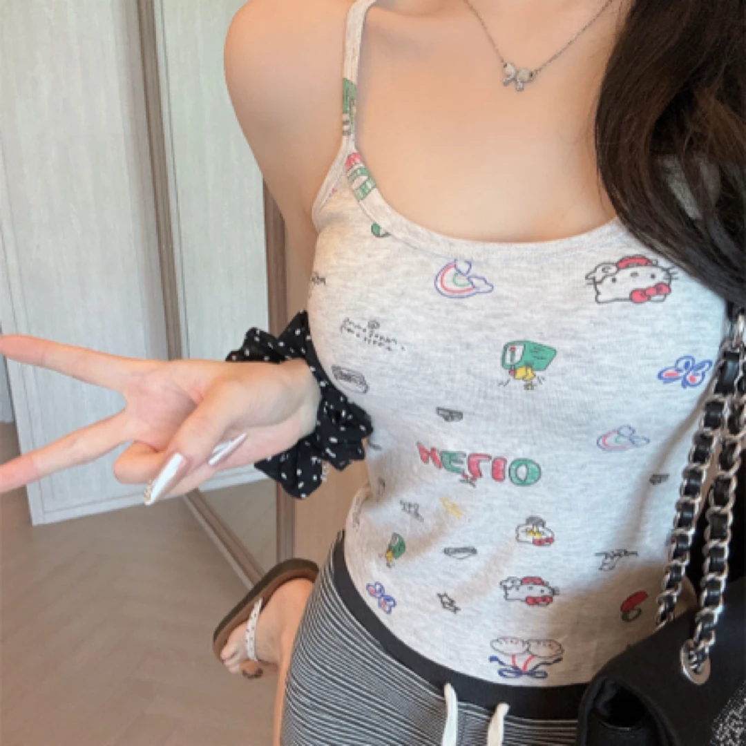 吊带睡衣带胸垫夏季新背心短裤两件套美式辣妹纯欲甜美少女家居服