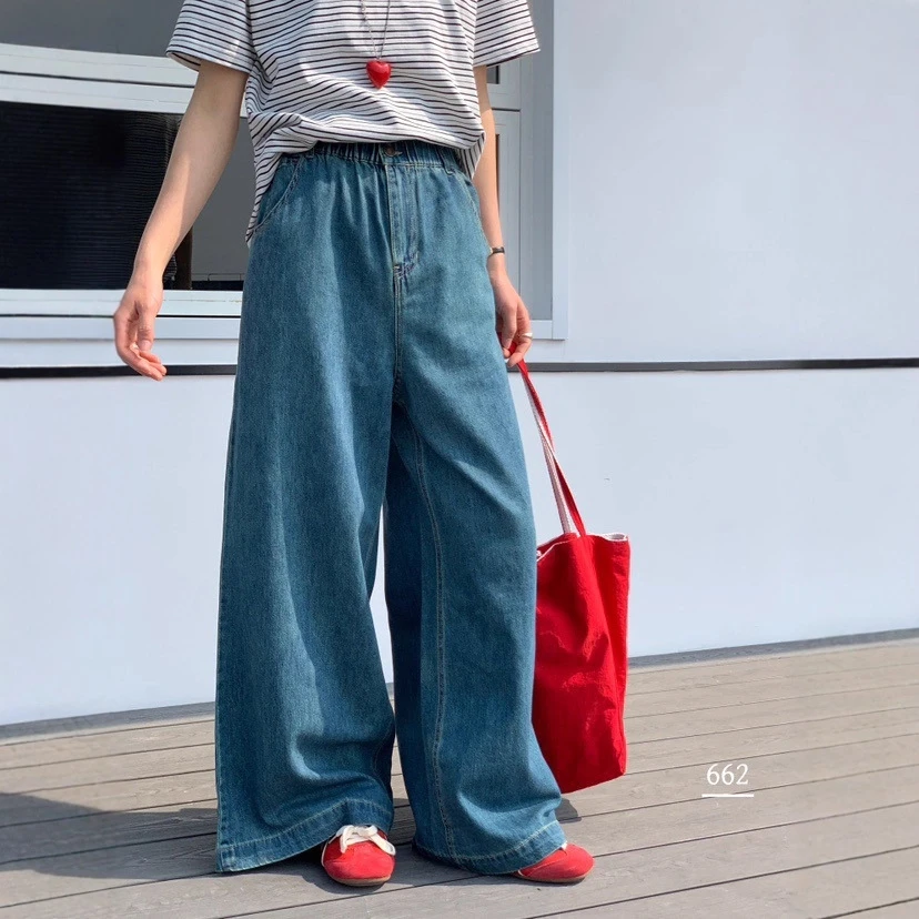 与默高货复古高腰牛仔阔腿裤女秋季2025年新款显瘦宽松喇叭裤子