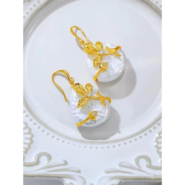 铜合金耳饰 巴洛克耳坠2025新款爆款小众设计感生日礼物