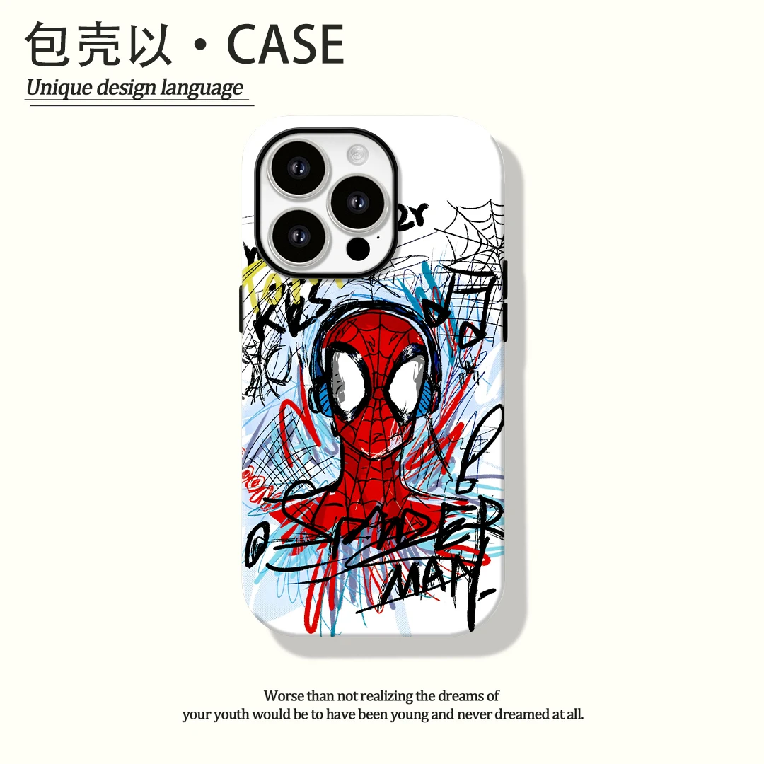 耳机蜘蛛侠适用苹果17pro/16华为vivo小米17pm一加oppo手机壳菲林