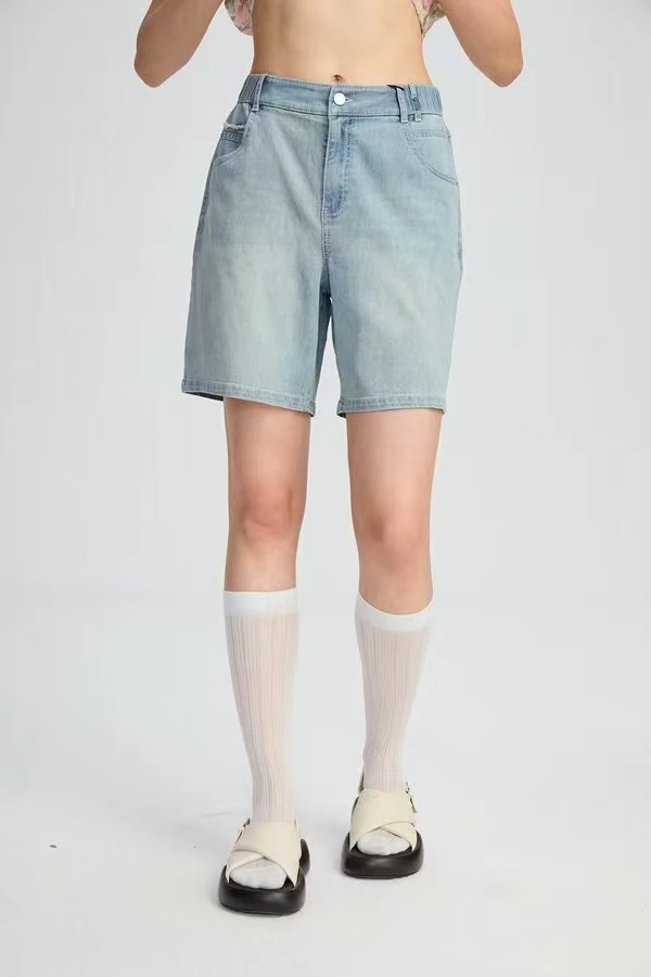 水淼2025夏牛仔中裤0742