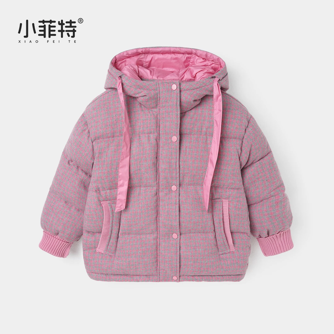 小菲特女童冬装加厚加厚外套中大连帽上衣儿童保暖棉服XJYD57322