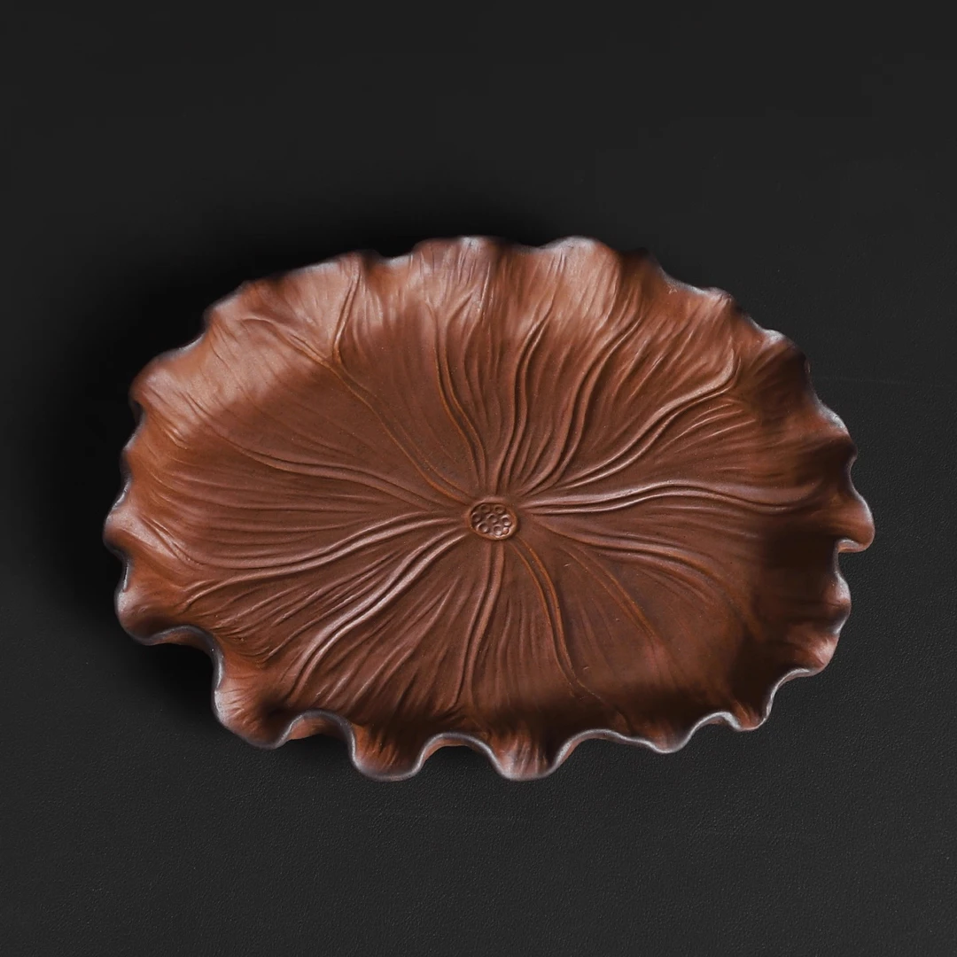 暖小瓷原矿粗陶荷叶茶盘一壶二杯小托盘