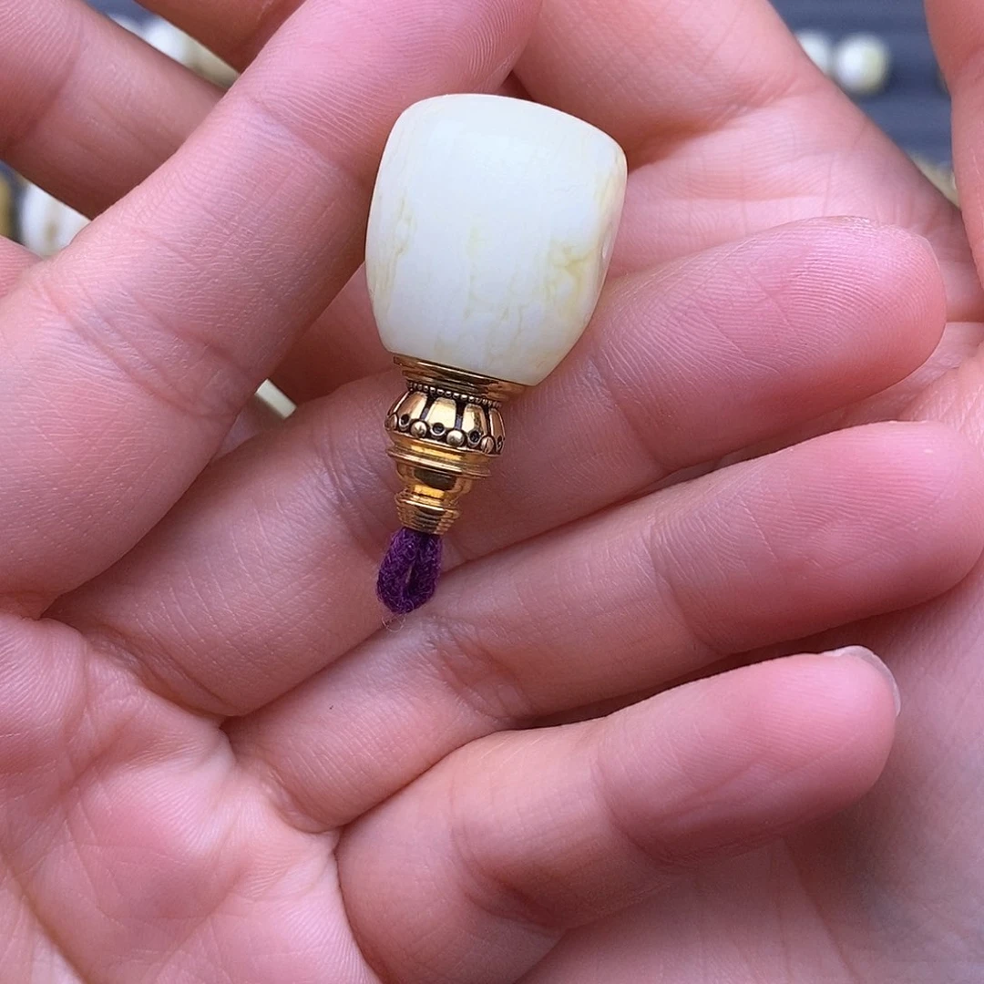 琥珀裸石银S925镀金镶嵌17mm 蜜蜡三通