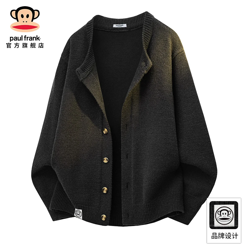 PaulFrank/大嘴猴保暖开衫外套男士秋季新款休闲宽松长袖针织毛衣