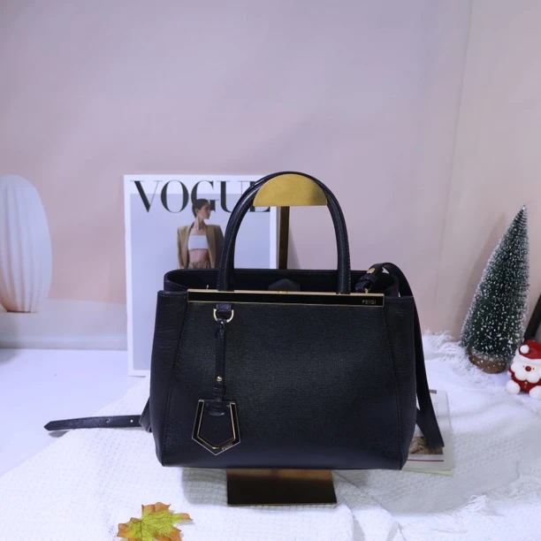 95新 FENDI/芬迪 K268黑色手提包时尚女士真皮经典中古