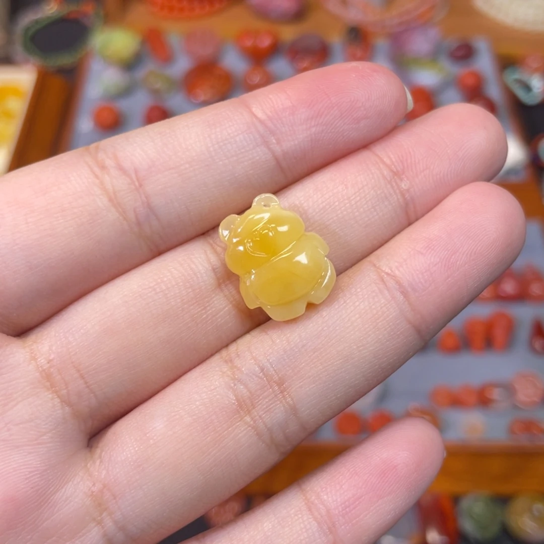 蜜蜡未镶嵌裸石饼干熊