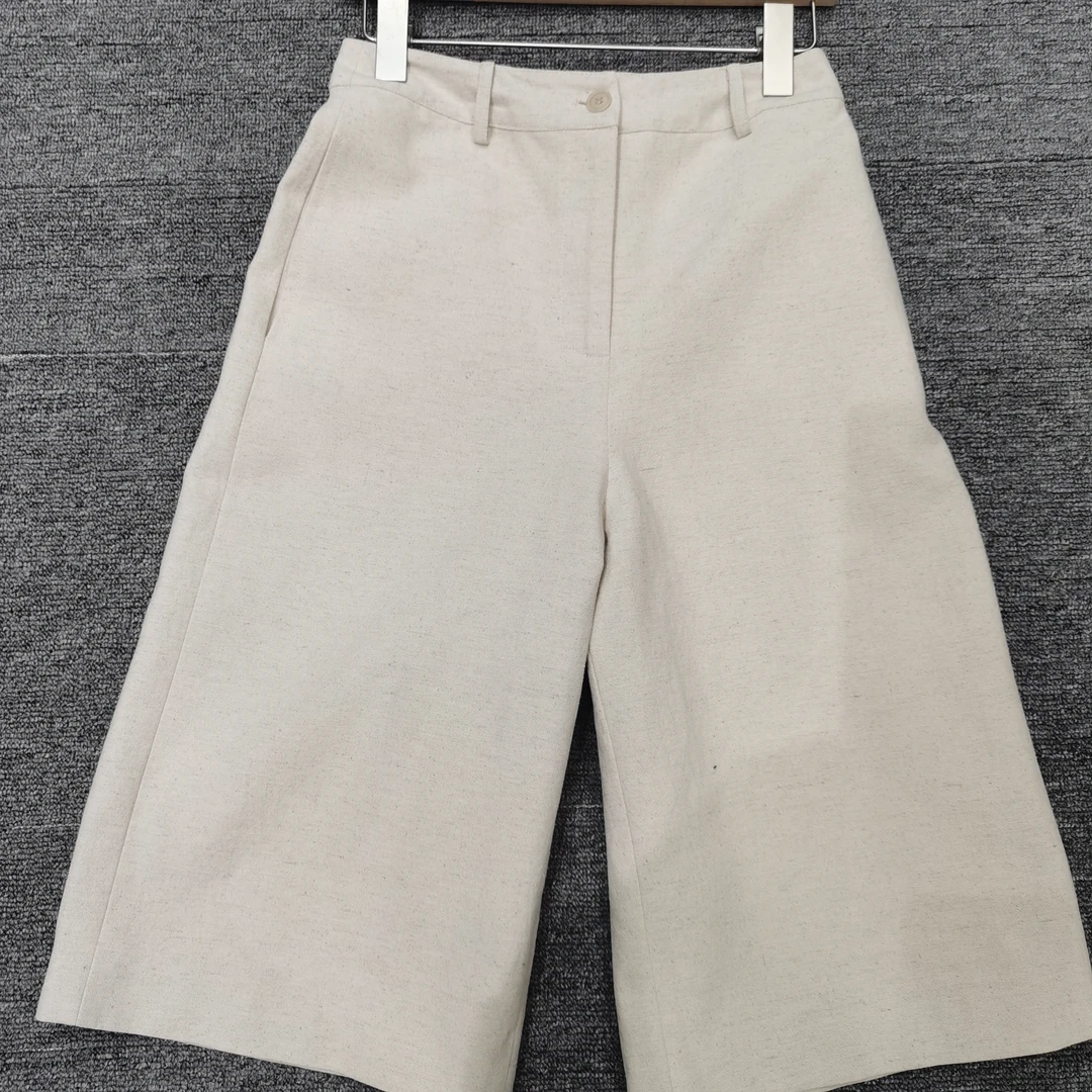 新款休闲亚麻7分裤裤子